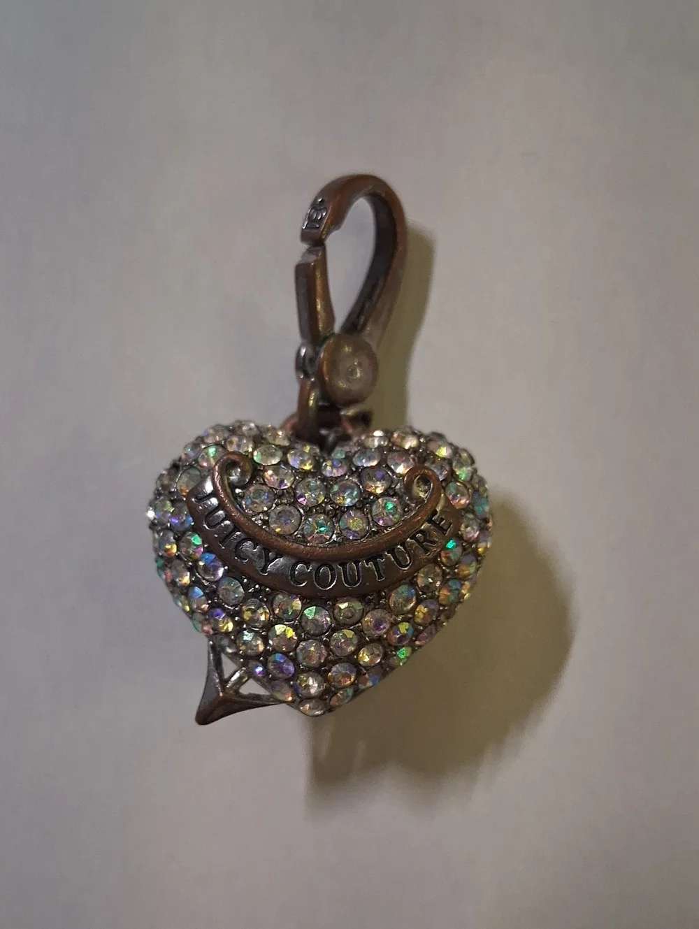 Juicy Couture Heart Charm Brooch with Iridescent Crystals